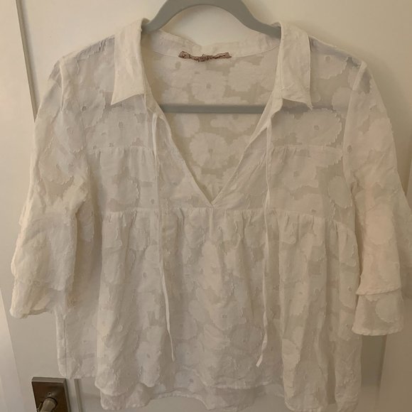 For Love and Lemons Buttercup Ruffled Tie Neck Top - Picture 4 of 5